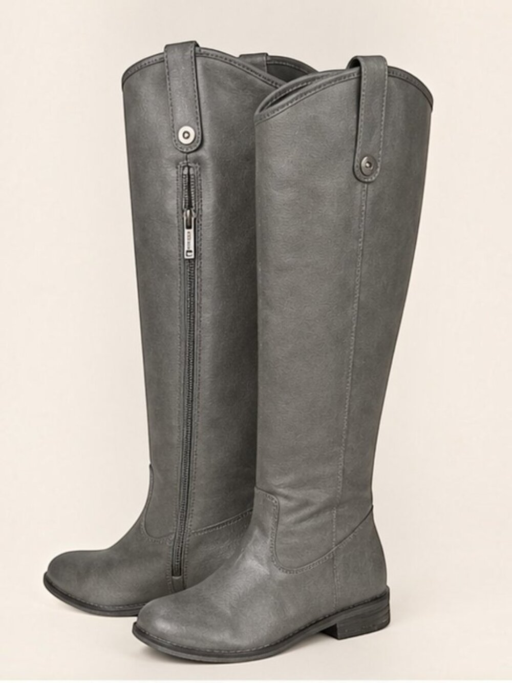NATURE BREEZE Gray Knee High Boots Button Down Shaft Riding Boots Size 8.5 - Picture 3 of 8